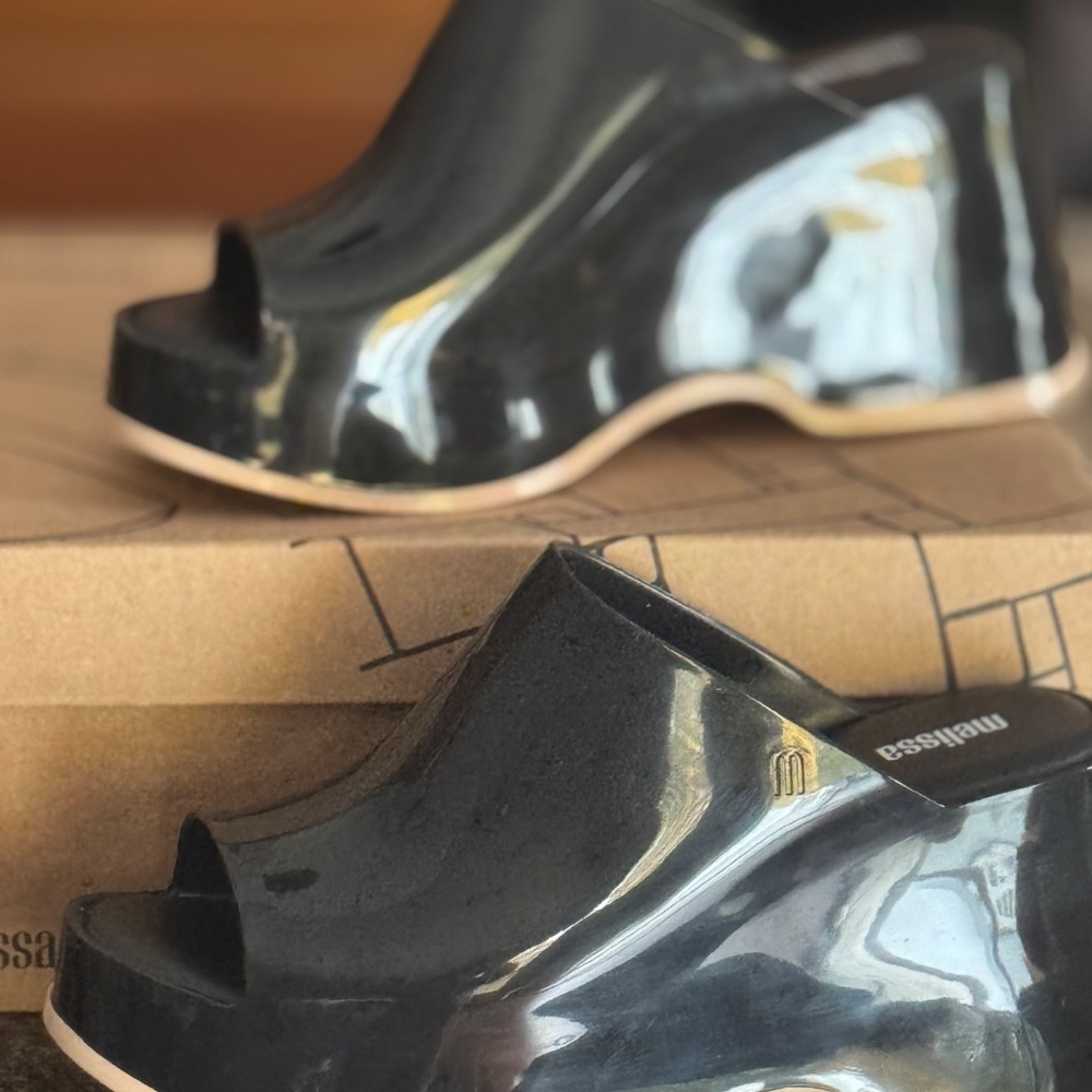 Melissa Platform Mules Black Patent vegan - Picture 3 of 11